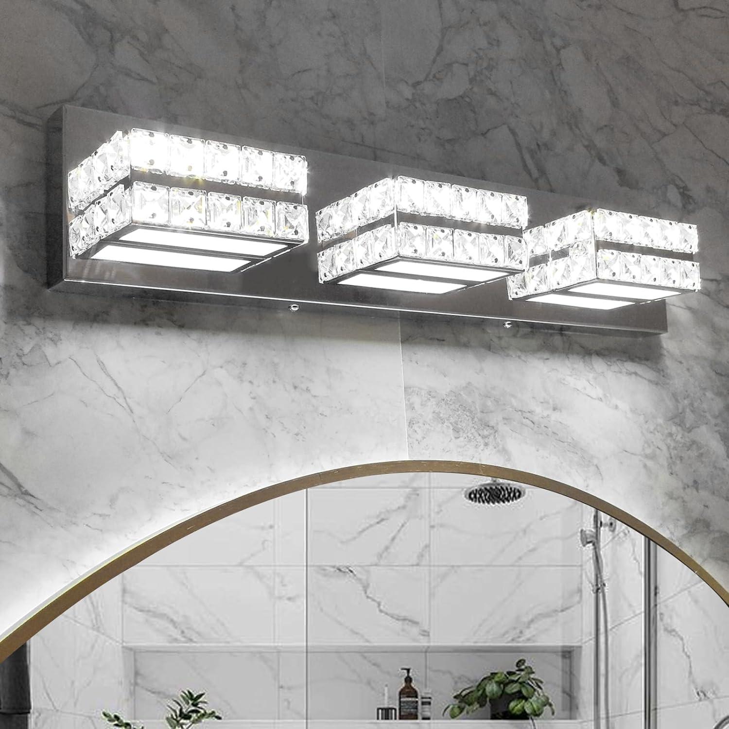 OKELI Bathroom Vanity Light Crystal Dimmable LED Modern Light