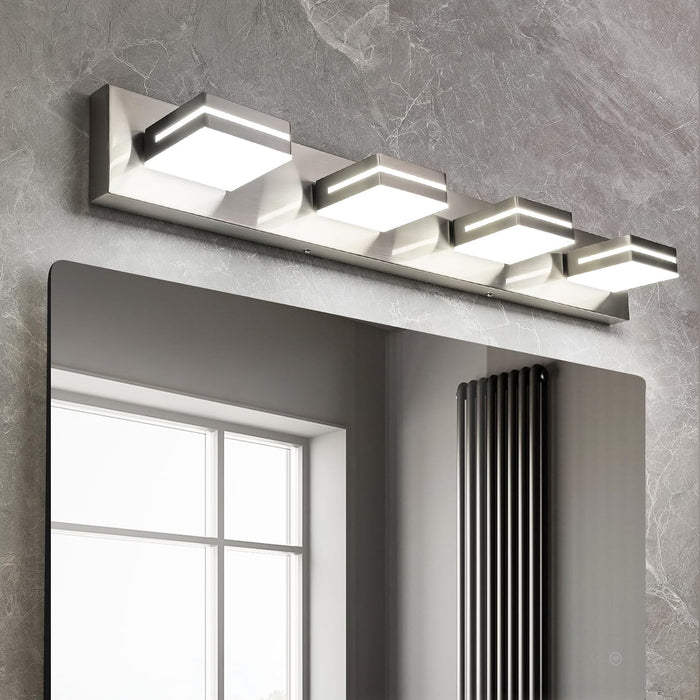 Bathroom Vanity Light Fixtures Brushed Nickel LED Dimmable Modern Wall Mounted Lighting 4 Lights