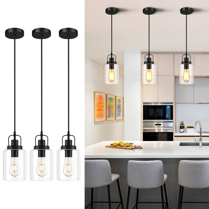 Pendant Light Kitchen Island 3-Pack Modern with Clear Glass Shade