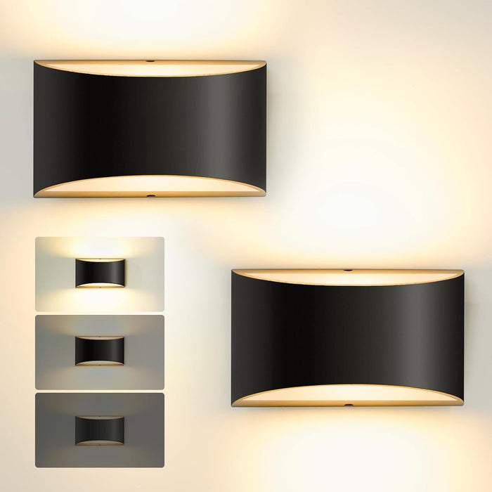 OKELI Apliques de pared LED negros modernos, luces de pared interiores arriba y abajo