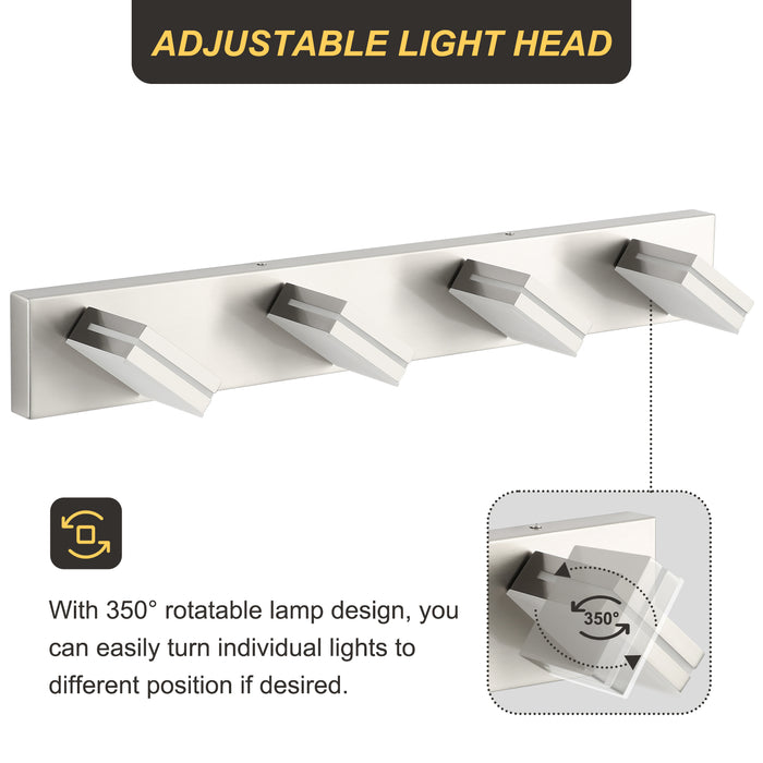 Bathroom Vanity Light Fixtures Brushed Nickel LED Dimmable Modern Wall Mounted Lighting 4 Lights