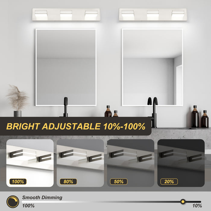 Bathroom Vanity Light Brushed Nickel Modern 24W LED 350° Adjustable Lamp Head ETL Listed