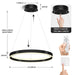 OKELI Modern LED Chandelier Dimmable Circular Black 1-Ring - okeli lights