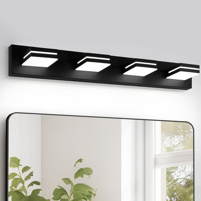 Modern Bathroom Light Fixtures Dimmable 4 Light Black Bathroom Vanity Light 360°Rotatable.