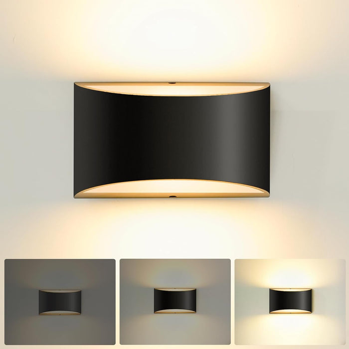 OKELI Apliques de pared LED negros modernos, 1 paquete de luces de pared interiores arriba y abajo, apliques cableados 