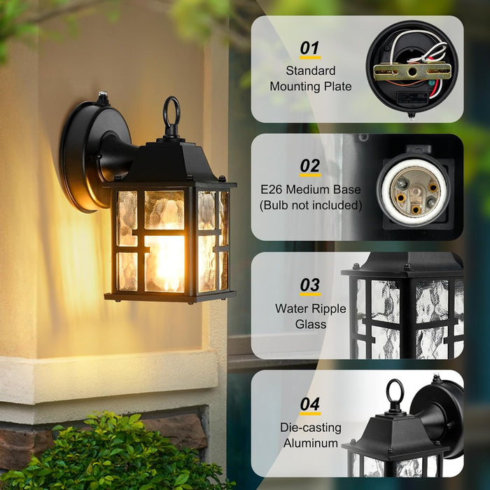 Outdoor Wall Lights, 2 Pack Dusk to Dawn Porch  Fixtures Wall Mounted