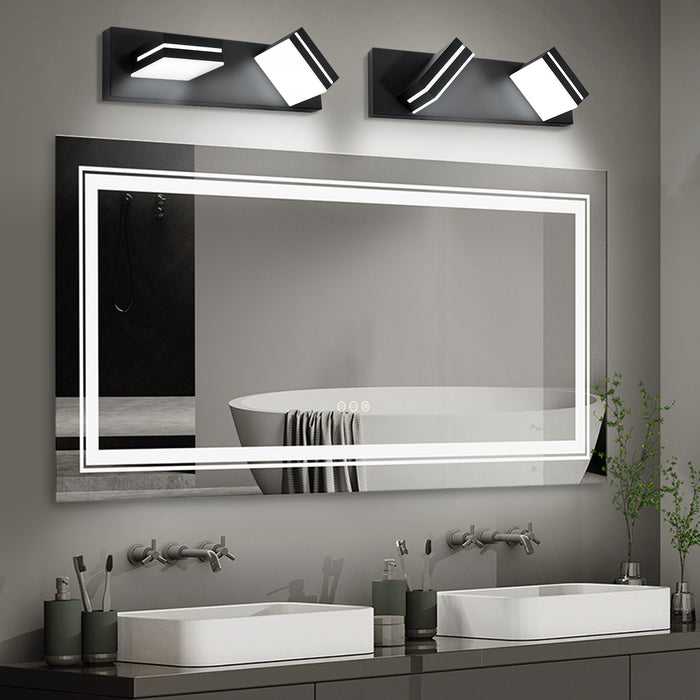 LED Modern Black Bathroom Vanity Lights Over Mirror 360° Rotatable Wall Sconce Lighting