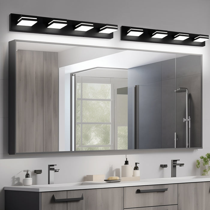 Modern Bathroom Light Fixtures Dimmable 4 Light Black Bathroom Vanity Light 360°Rotatable.