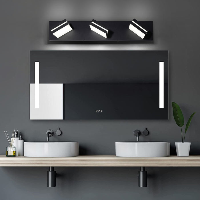 Modern Bathroom Vanity Light Fixtures LED 3-Light 360° Rotatable Matte Black