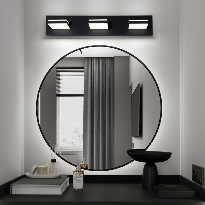 Modern Bathroom Vanity Light Fixtures LED 3-Light 360° Rotatable Matte Black