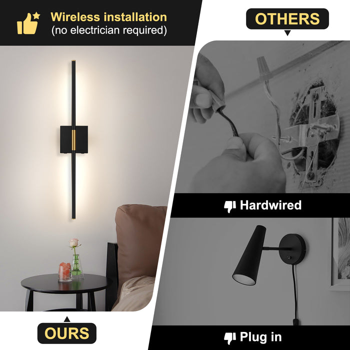 Battery Operated Wall Sconces 2Pack 350° Rotate LED Wireless Rechargeable with Remote Control