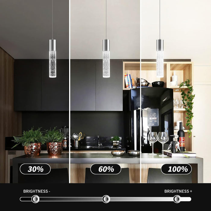 OKELI LED Bubble Crystal Kitchen Island Chrome Mini Pendant Lights - okeli lights