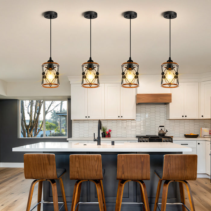 Farmhouse Pendant Light Kitchen Island Dining Room Fixture with Clear Glass Shade