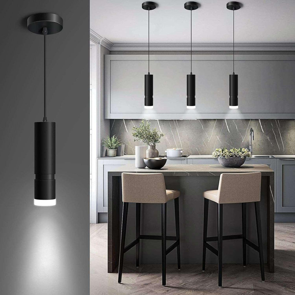 Black pendant deals lights over island