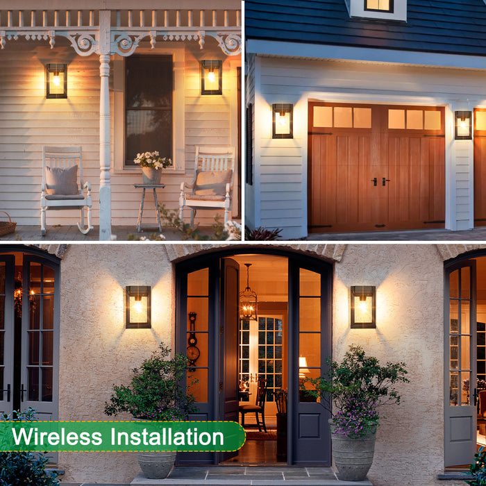 Solar Porch Lights Outdoor Dusk to Dawn Motion Sensor Wall Lanterns 2 Pack