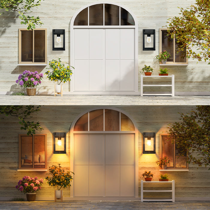 Solar Porch Lights Outdoor Dusk to Dawn Motion Sensor Wall Lanterns 2 Pack